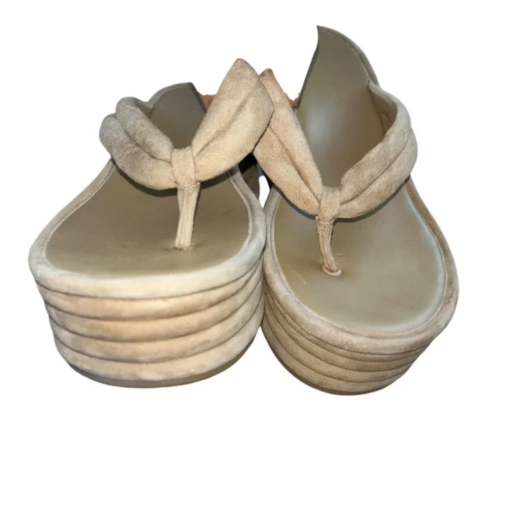 veronica beard cream wedge platform thong sandal shoes 10